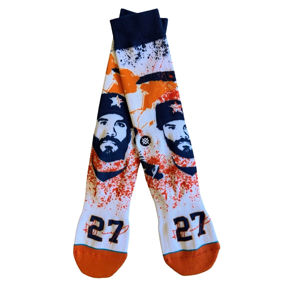 Stance MLB Houston Astros Jose Altuve 27 Player Socks Orange Navy White NWOT